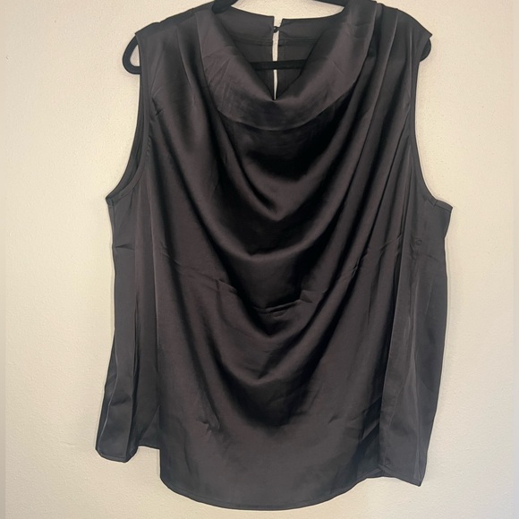 4x / 20 - Plus Size Draped Collar Cowl Neck Top Elegant Satin Sleeveless - Picture 3 of 3